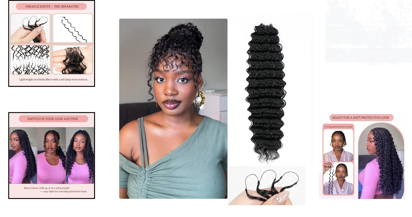 Feather Lightweight Deep Wave Crochet Hair for Black Women – 18 Inch, 50 Strands