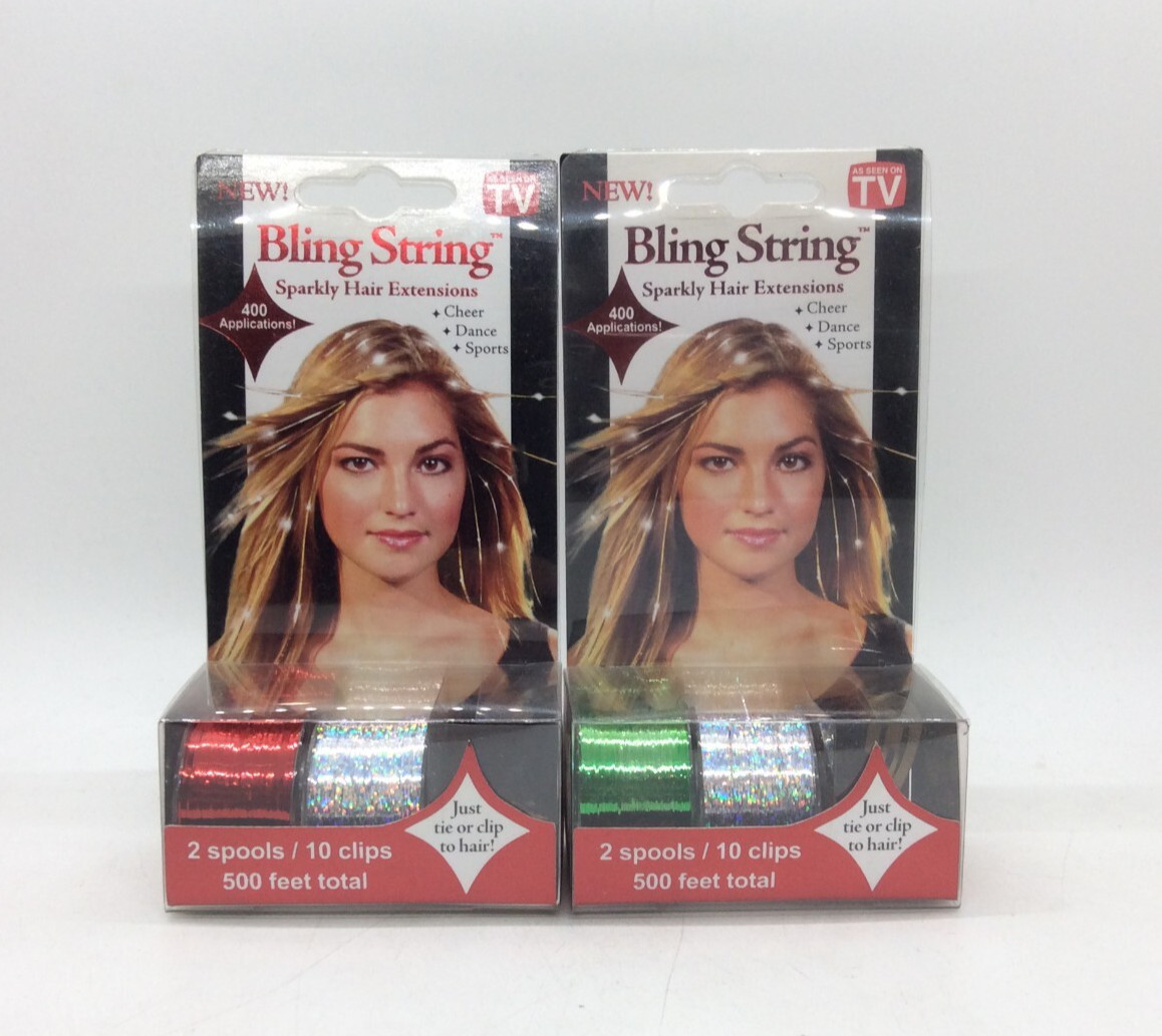 Bling String by Tonytail sparkly hair extensions 2 spools 10 clips 500 feet R78
