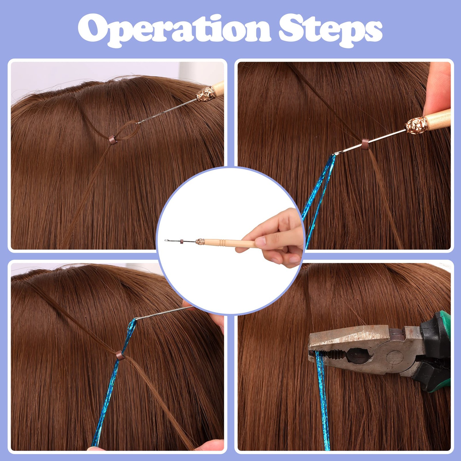 16 Colors Hair Tinsel Kit, 48 Inches 3300 Strands Tinsel Hair Extensions, Fai…