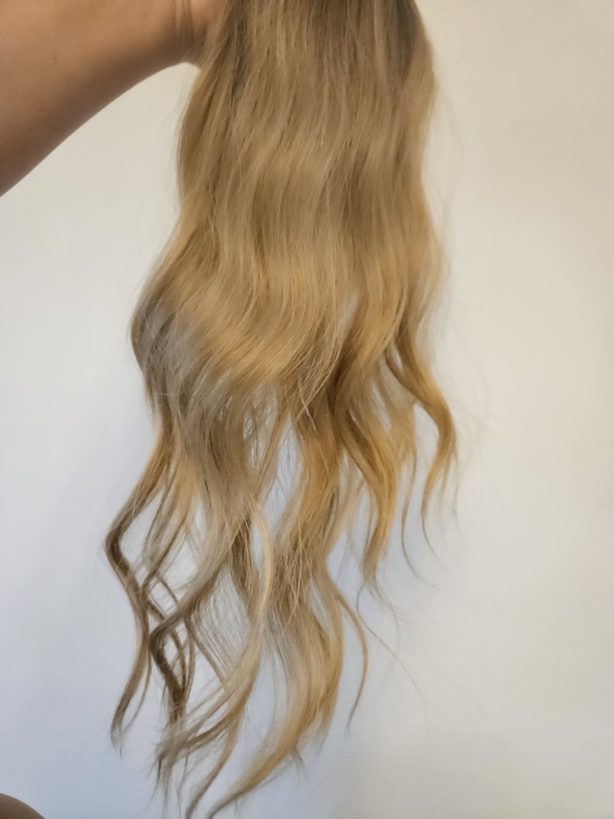 NEW WAVY OMBRE DIRTY BLONDE HAIR TOPPER BANGS Darker At Roots