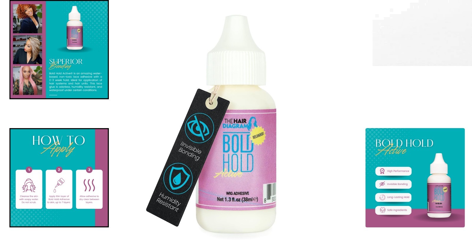 Invisible Bonding Wig Adhesive for Oily Skin – Non-Toxic, Dries Clear, 1.3oz