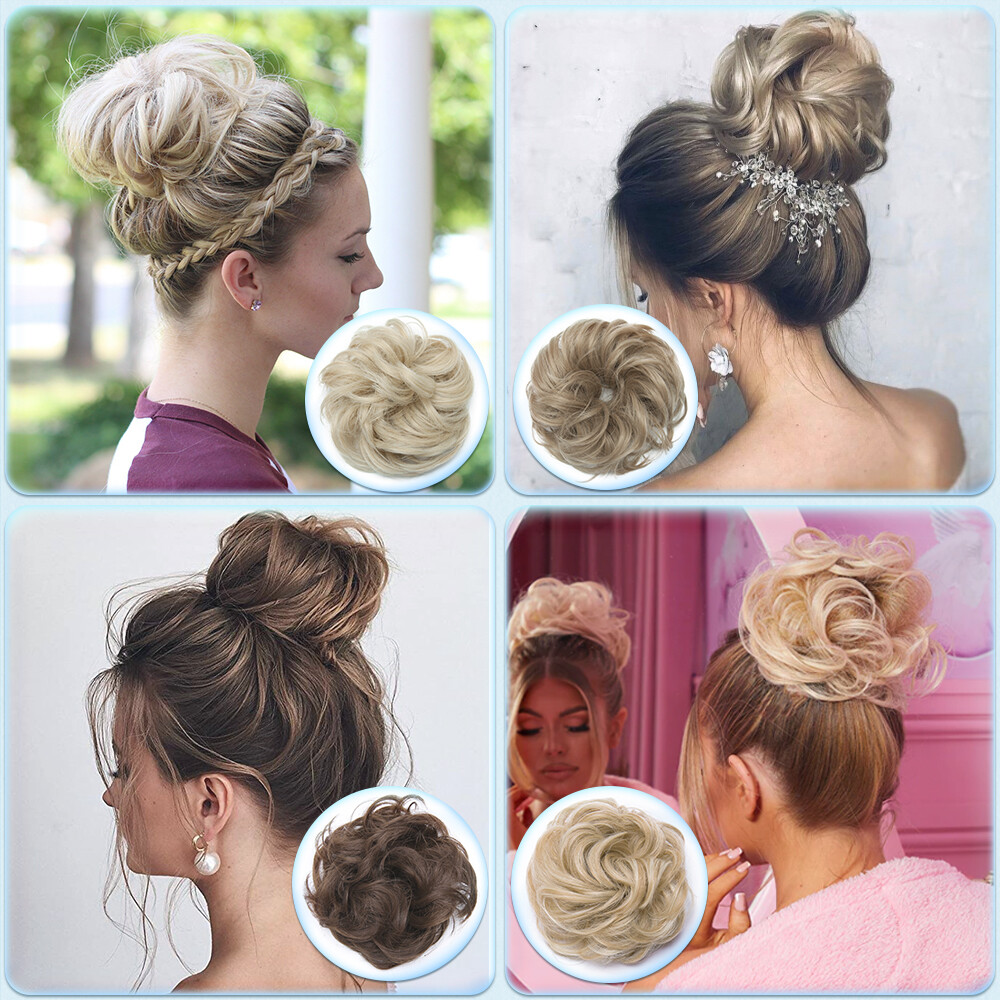 Thick Hair Bun Curly Messy Bun Ponytail Updo Hair Piece Scrunchie Hair Extension