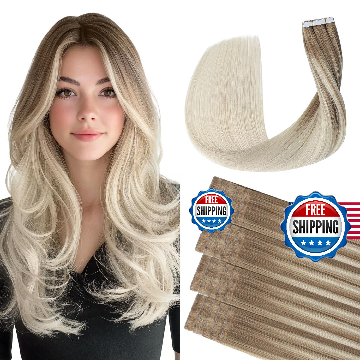 Cookayu Invisi Edge Tape In Hair Extensions Human Hair 16Inch 20Pcs 45G Ash