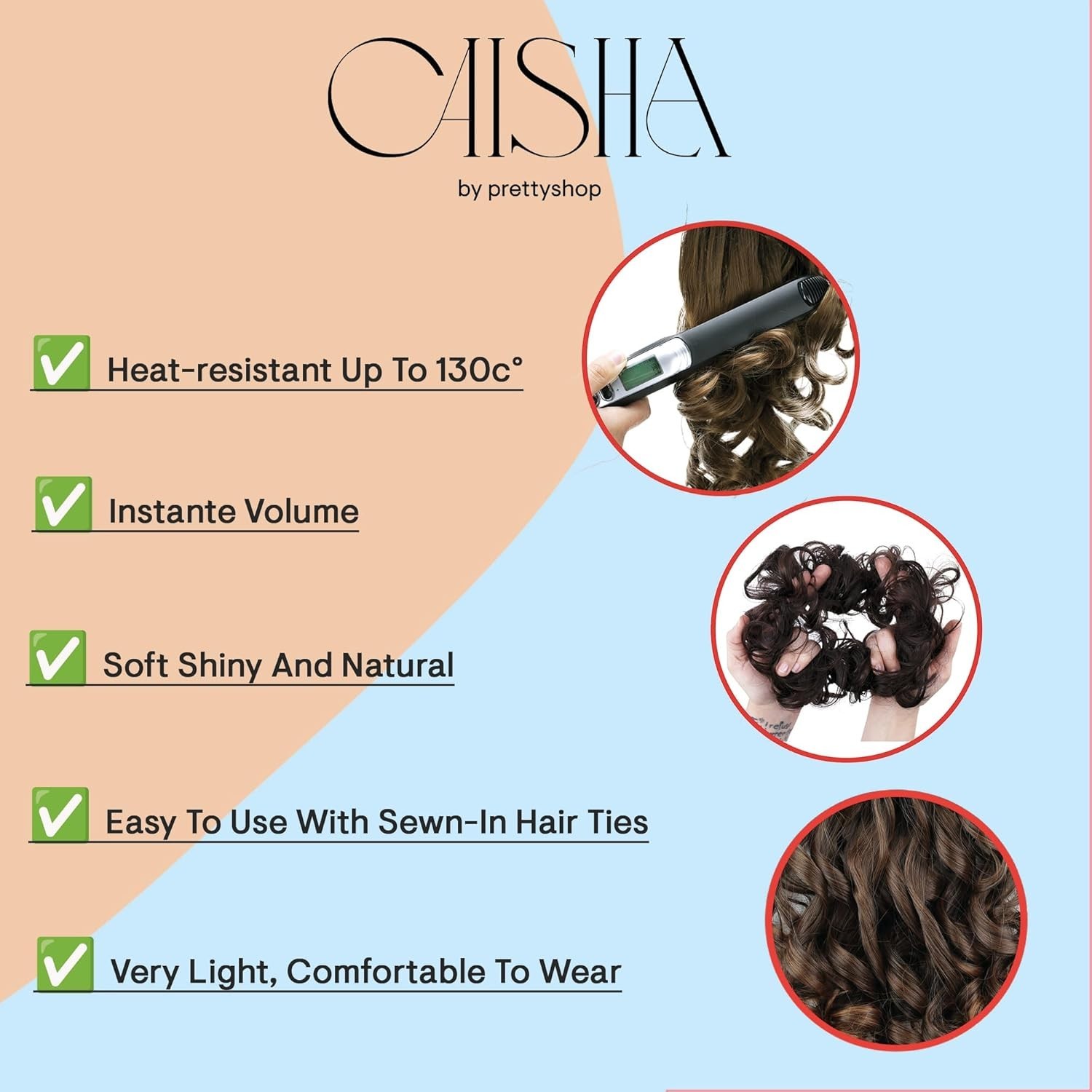 CAISHA Big Hairpiece Scrunchy Updo Bridal Hairstyle curly Messy Bun Gray Mix …