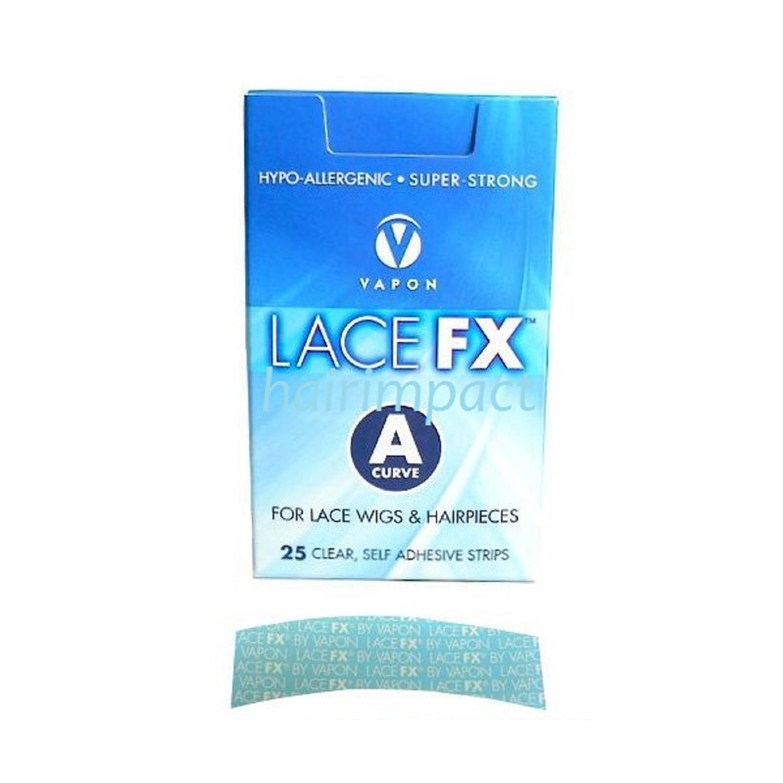 VAPON LACE FX A-CURVE CLEAR SELF ADHESIVE STRIPS 25 PCS FOR LACE WIGS,TOUPEE.
