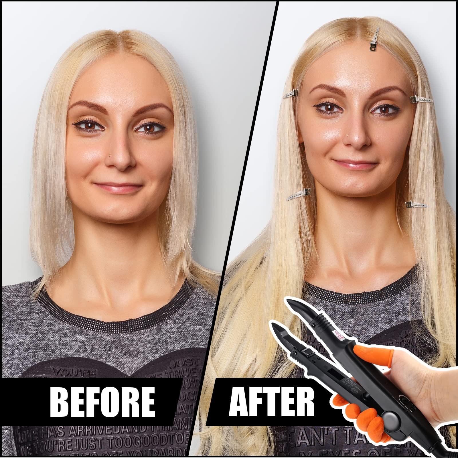 Keratin Hair Extension Kit Heat Iron, Keratin Glue Granules, Protector Templa…