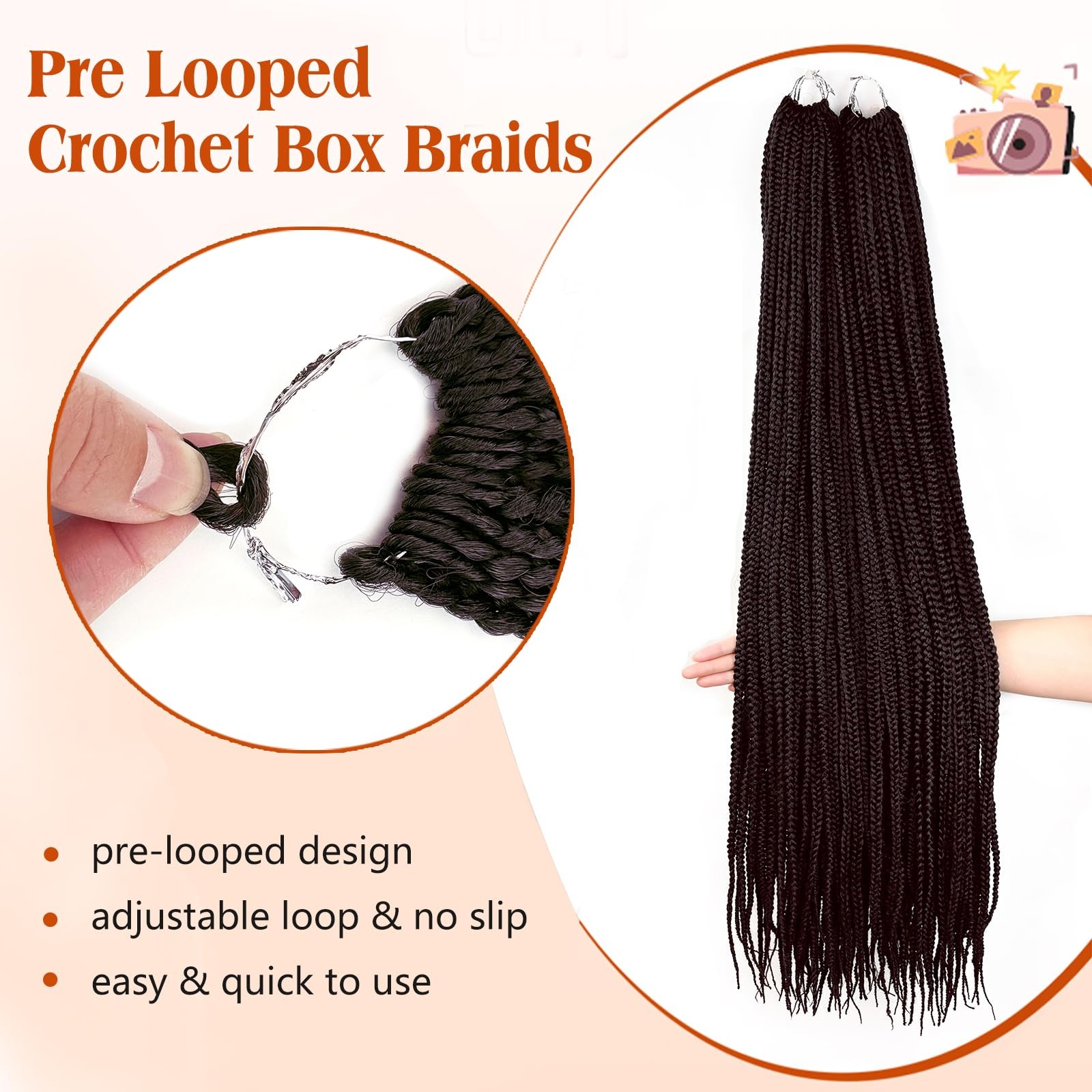 Sunsmilely Crochet Braids 7 Packs 40 Inch 140 Strands Braids Crochet Hair Dark