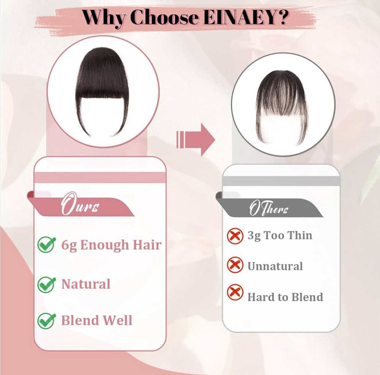 Real Human Hair Clip On Bangs Brown Black Wispy Fringe w/ Temples