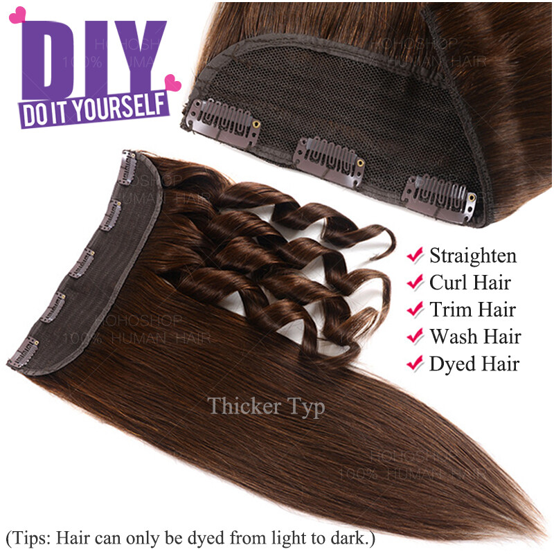 Balayage One Piece Clip In Real THICK Remy Human Hair Extensions Full Head Weft