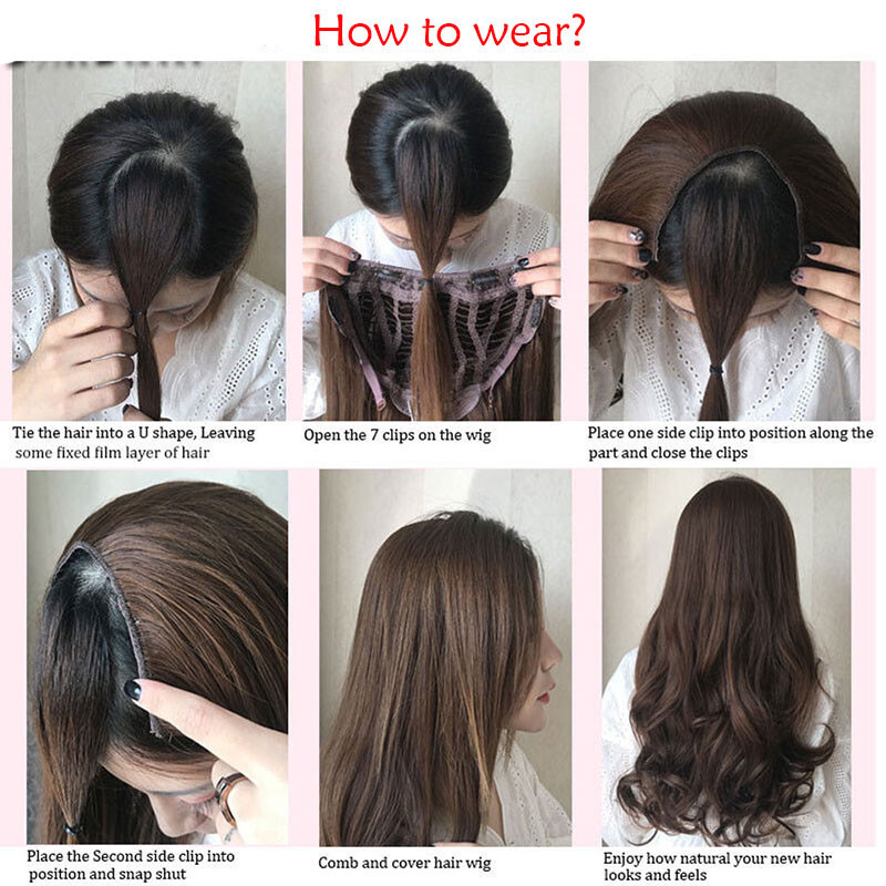 22″ Machine Cap Half Wig Body Wave 100% Human Hair Remy Hair 3/4 Half Wig