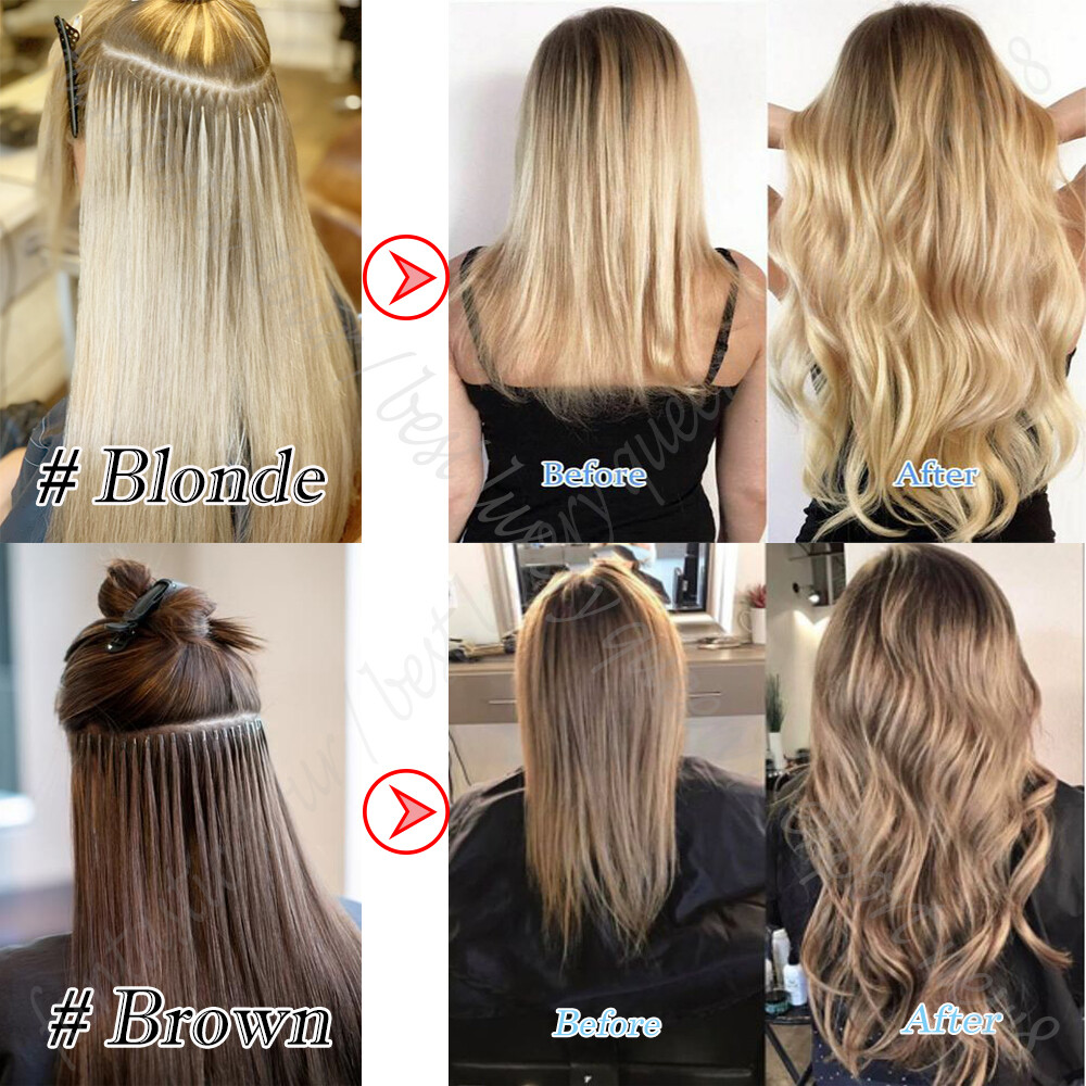 Highlight Balayage Thick Bonds Micro Ring Stick I Tip Remy Human Hair Extensions