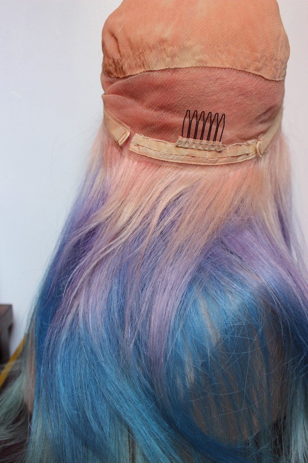 colorful lace front full lace human hair wig pink blue purple size medium