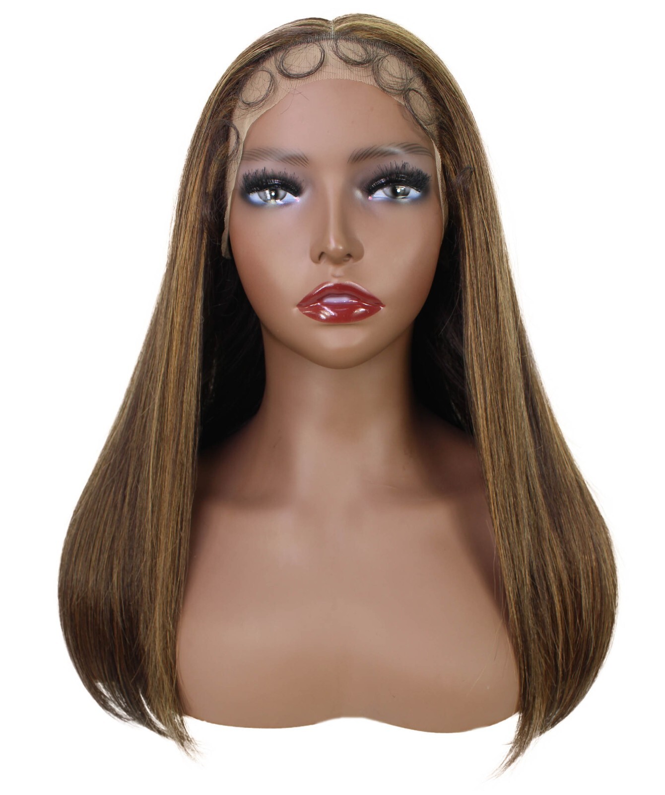 LUXLUXE Ebony Straight 21.5 inch Lace Front Wig Heat Resistant Fiber, BL-0166