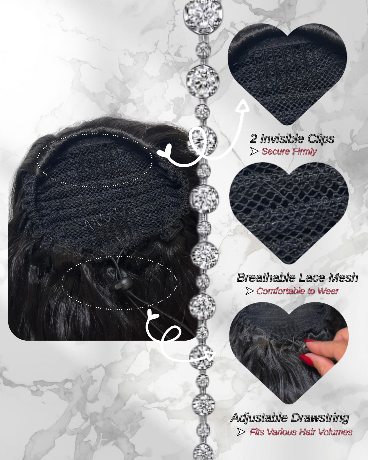New- Rio Girl 26 inch Drawstring Ponytail Extension 1B (Natural Black)