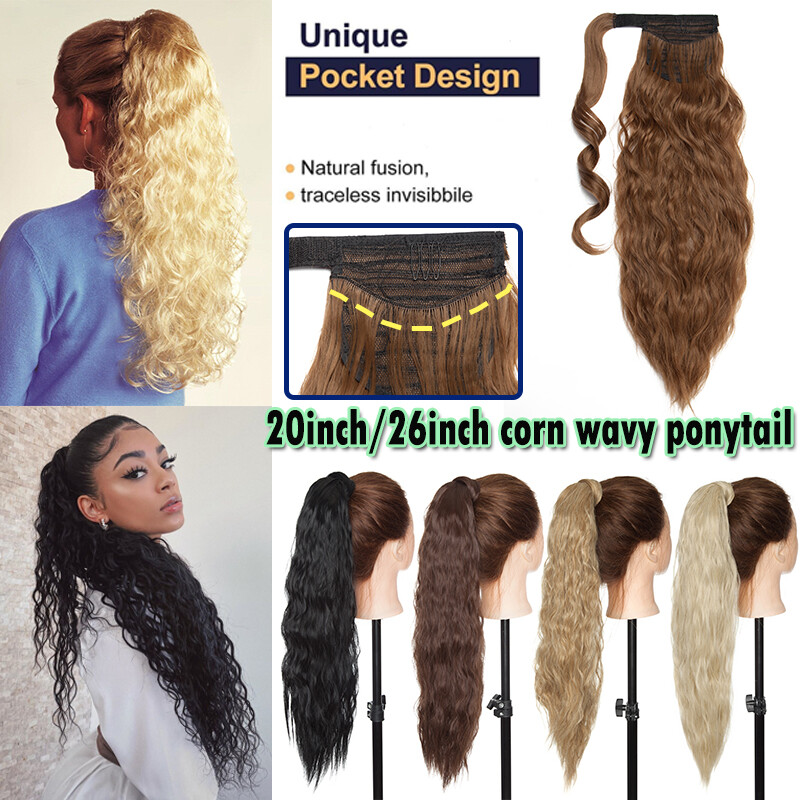 Thick Ponytail Wavy Clip In Hair Extension Ombre Extensions Fake Long Hair Piece