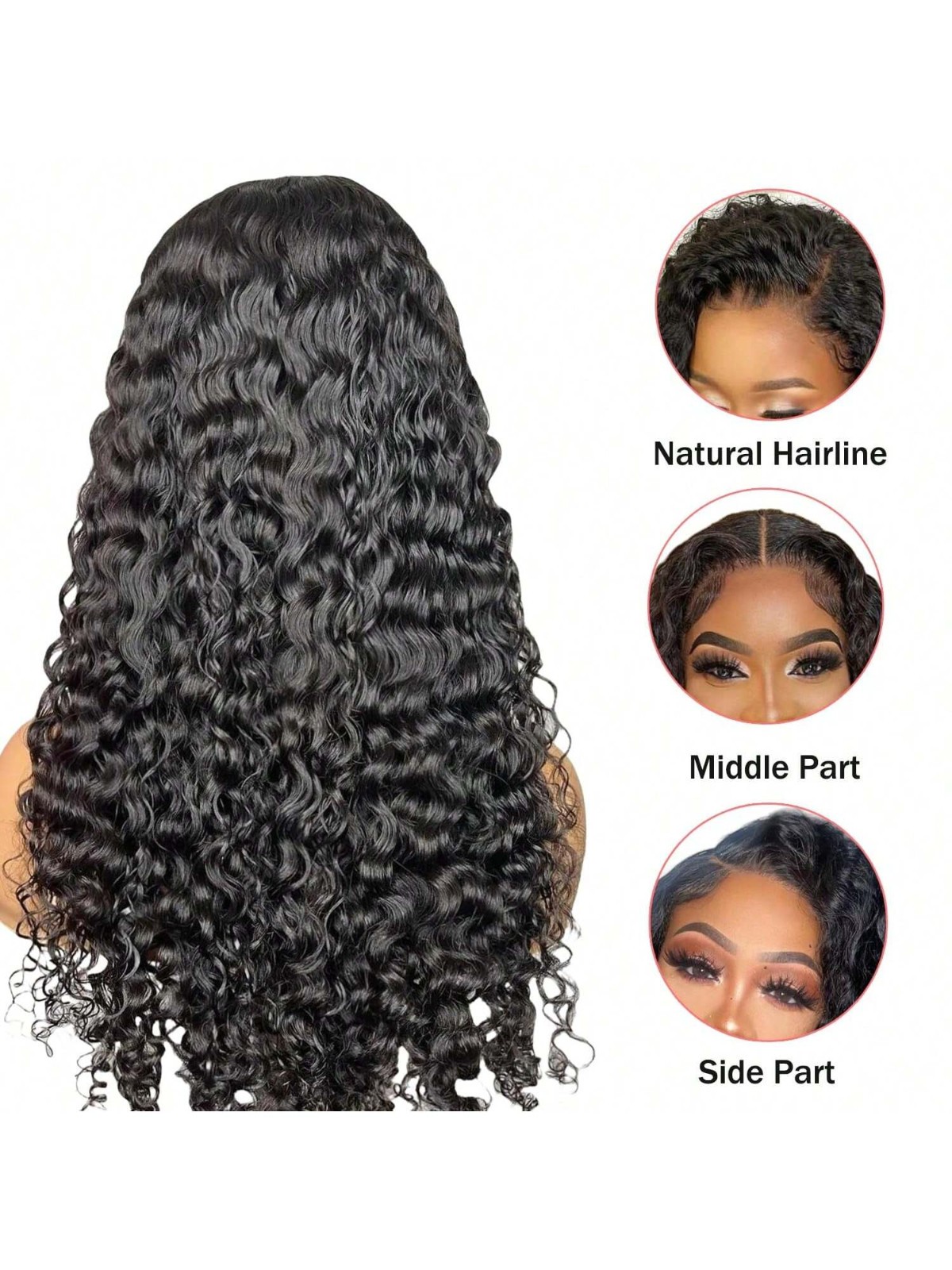 5×5 Deep Wave Transparent Lace 200% Density Wigs Natural Color Wigs Human Hair