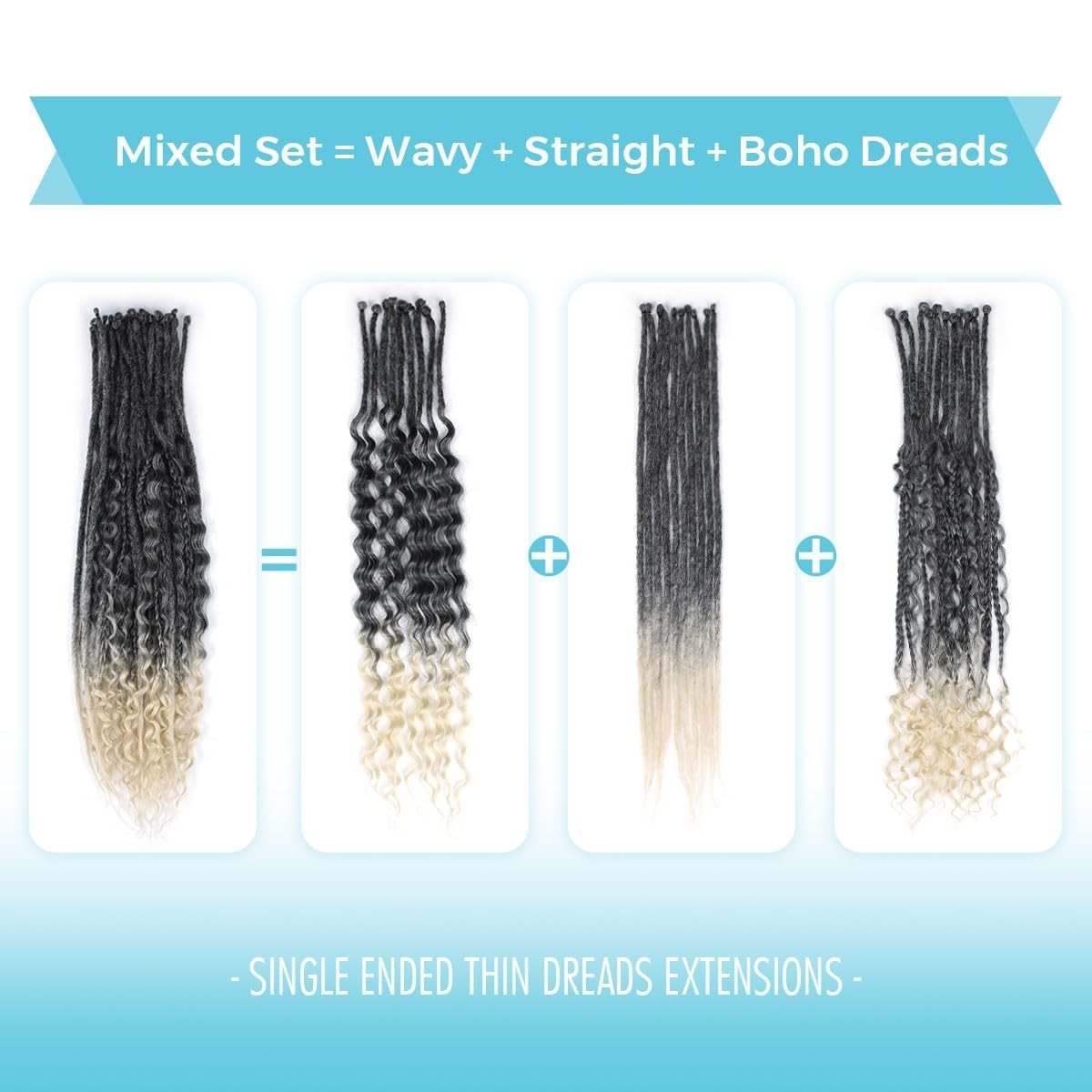 Curly Dreadlocks Set for White Women, 30pcs SE Dreads