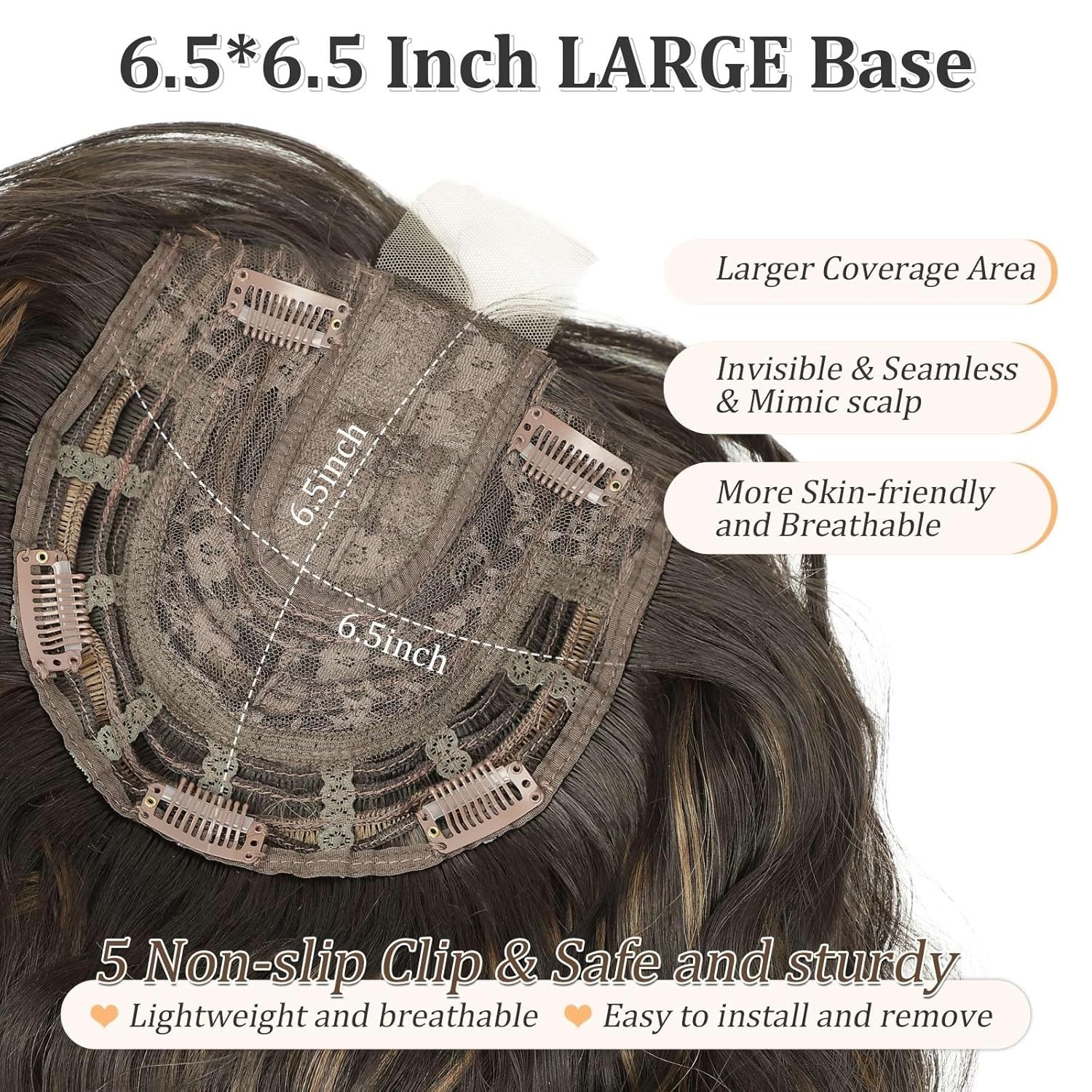 Ombre Brown Blonde w/ Dark Roots 12in Women Premium Hair Topper