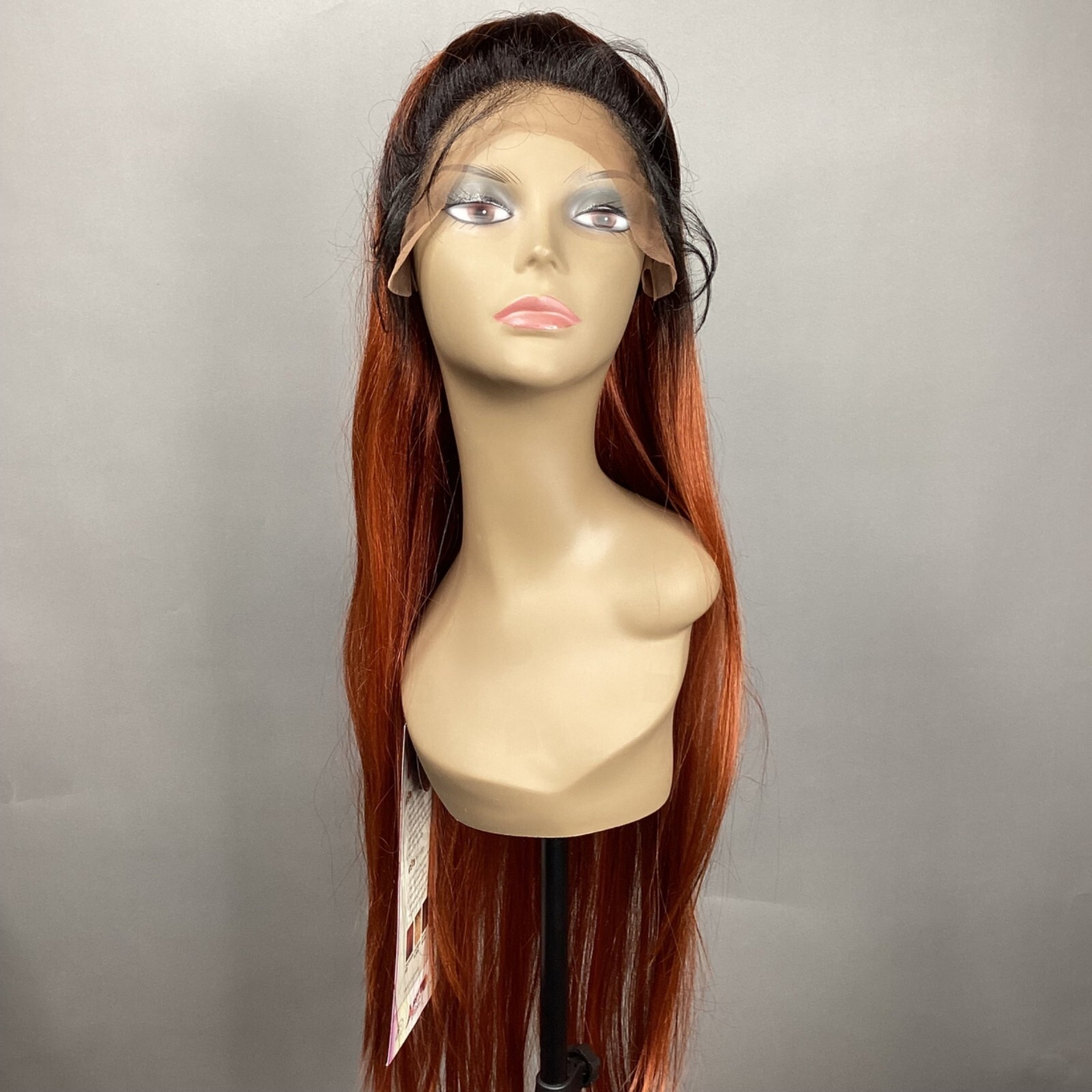 U-Part Straight Updo Dark Root Auburn Wig MLUT63 Top Pony Ponytail 4X4 Lace Fron
