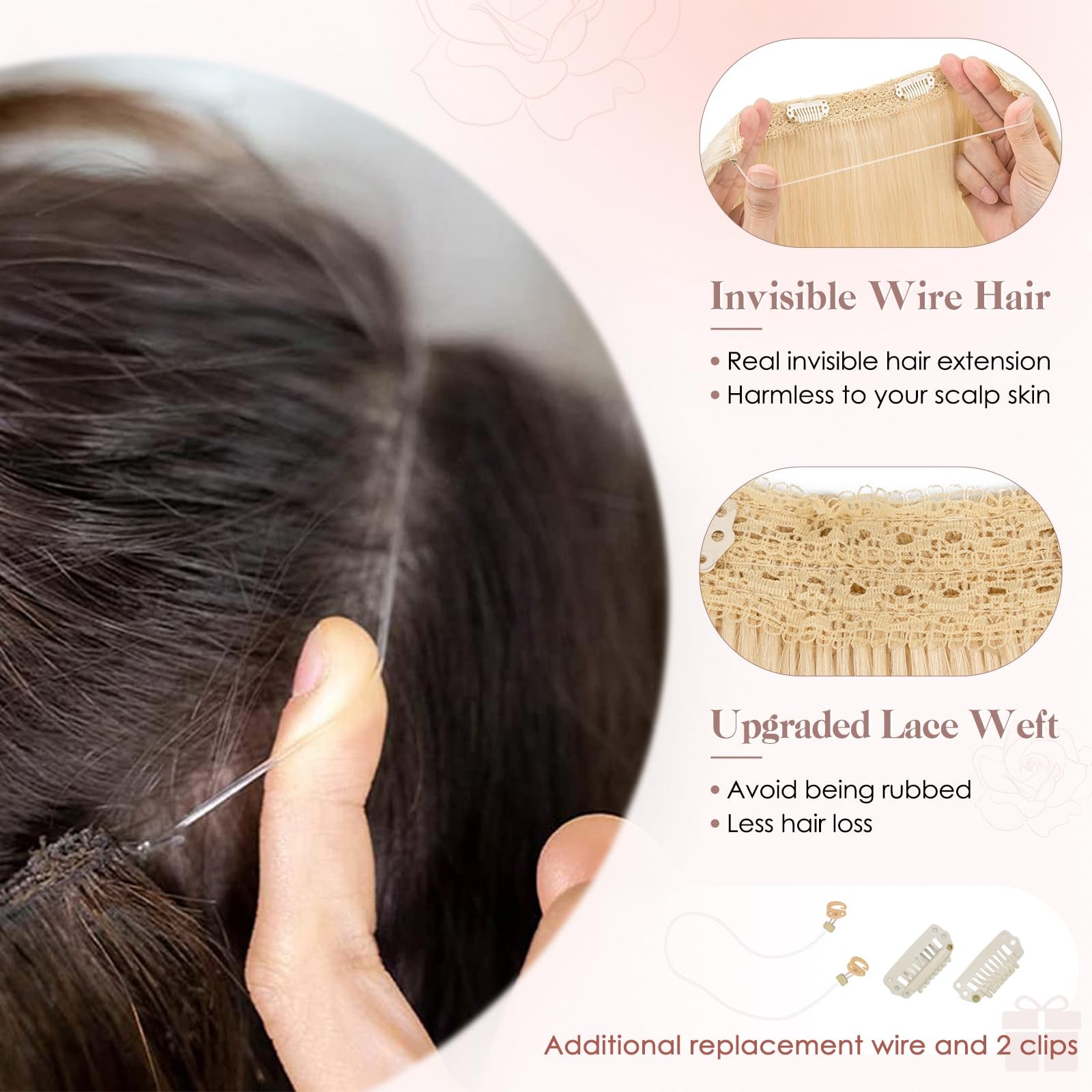 S-Noilite Halo Hair Extension Invisible Wire In Real Remy Human Hair Extensions
