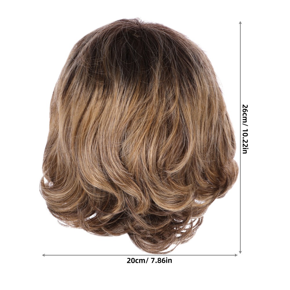 Yellow Fiber Short Curly Wavy Lace Front Wig Natural Hair Cover for Women