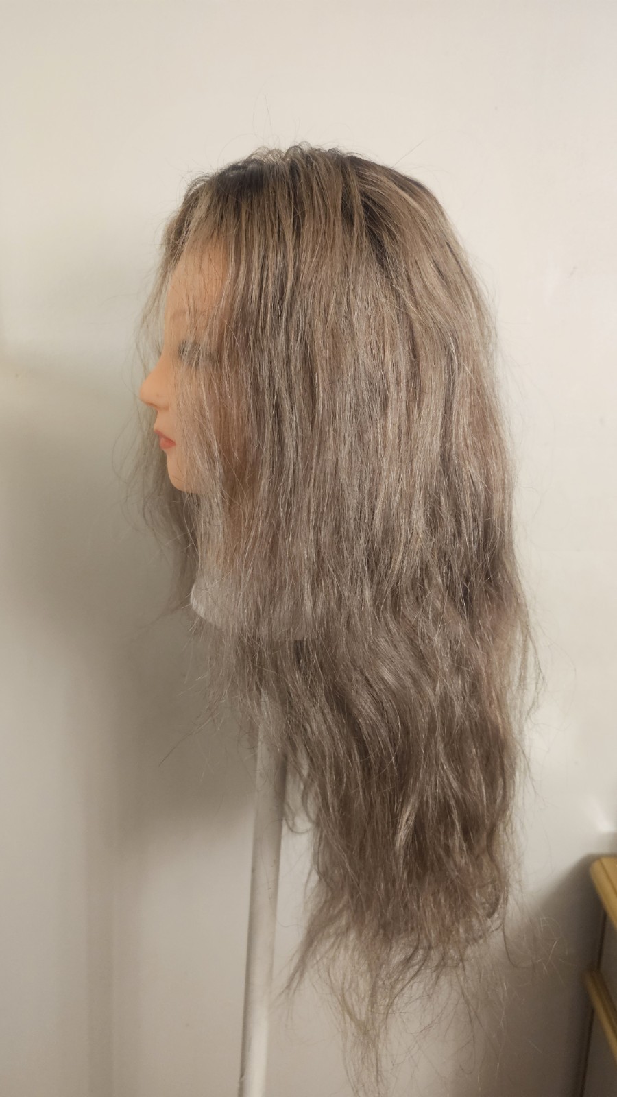 High Quality regular Top 22 to 24″ gray wavy 100% Virgin Human Hair Lace Wig