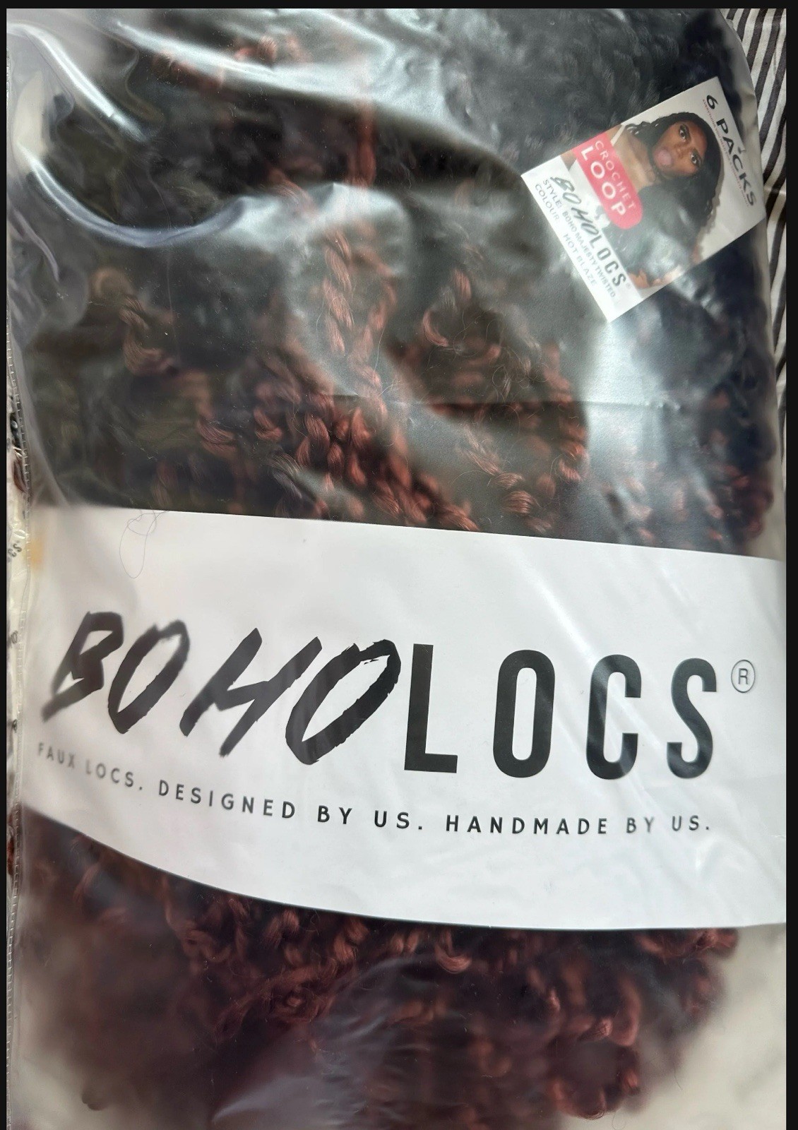 NIB BOHO LOCS 30 in Long Faux Majesty Passion Twist Crochet Hair Two-Tone Spice