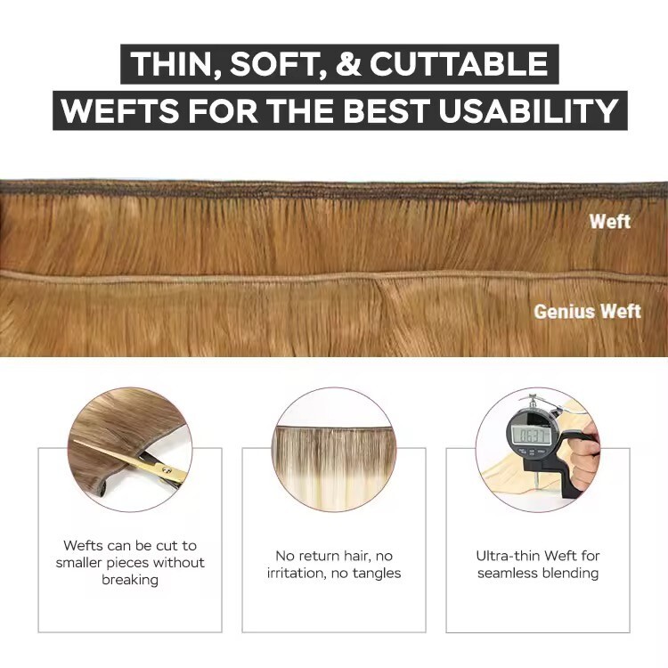 Genius Weft Hair Extensions Remy Russian Human Hair Invisible Natural Looks 100G