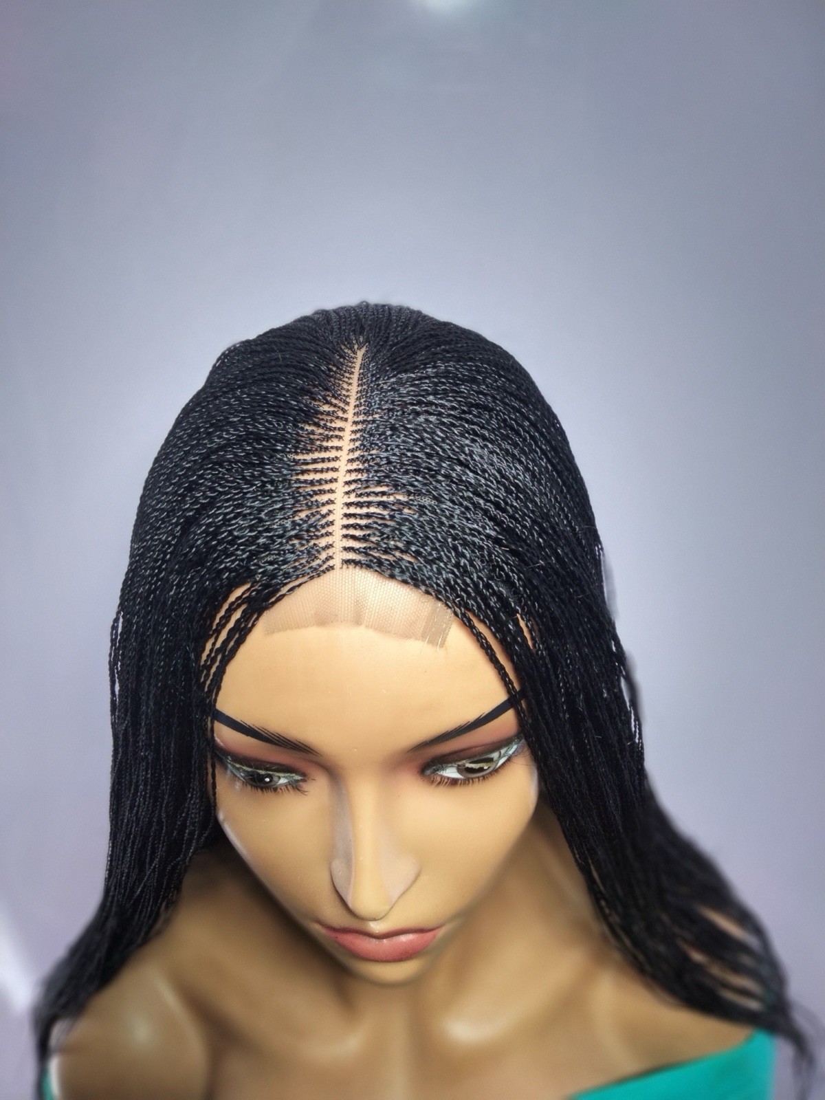 Micro Twist Knotless Nano Braids. Frontal Lace Closure with Feather tips