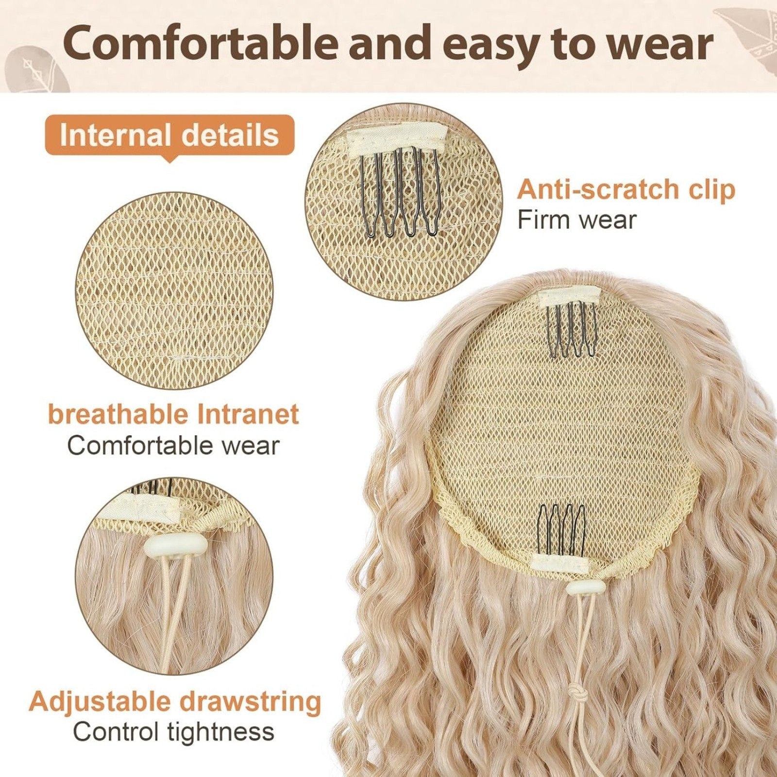 26 Inch Bohemian Style Drawstring Hair Extension, 19C-201H004