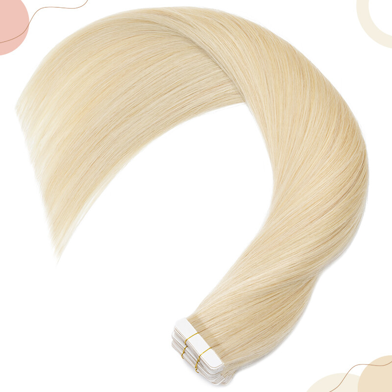 HAIRRO Tape In Hair Extensions 12″-24″ Real 100% Remy Human Hair Invisible Blond