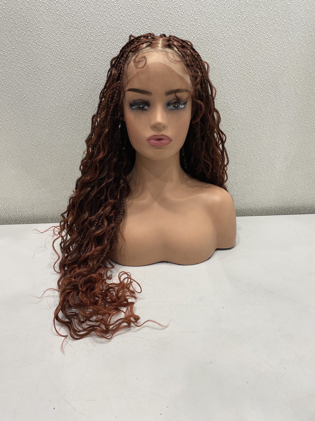 Frodio 30″ Full Lace Boho Braids Synthetic Hair Wig, Copper Orange