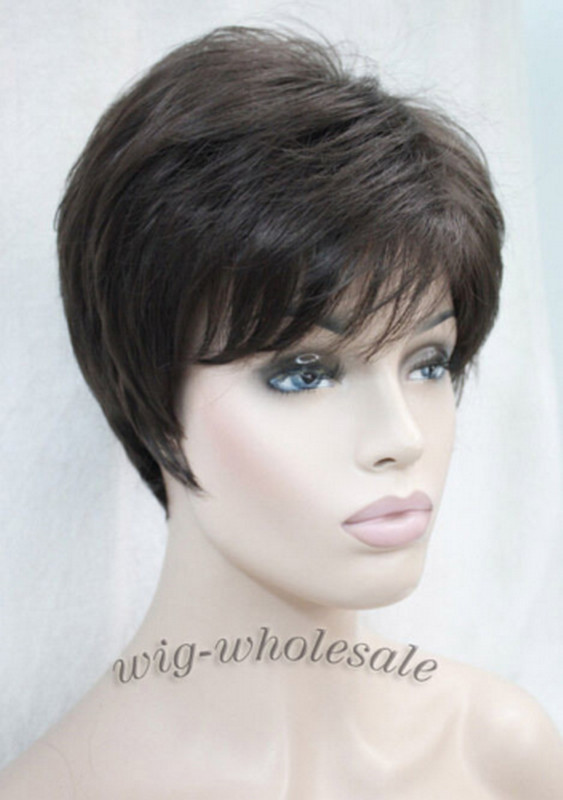 Women Short Wig Bob Pixie Brown Blonde Mix Natural Full Hair Wigs Daily