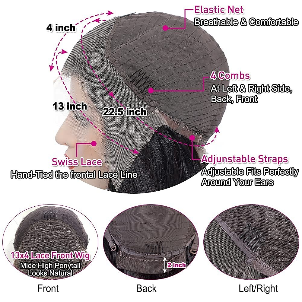 Lemoda 15A Virgin 13X4 Straight Lace Front Human Hair Wig 180 Density 22 Inch