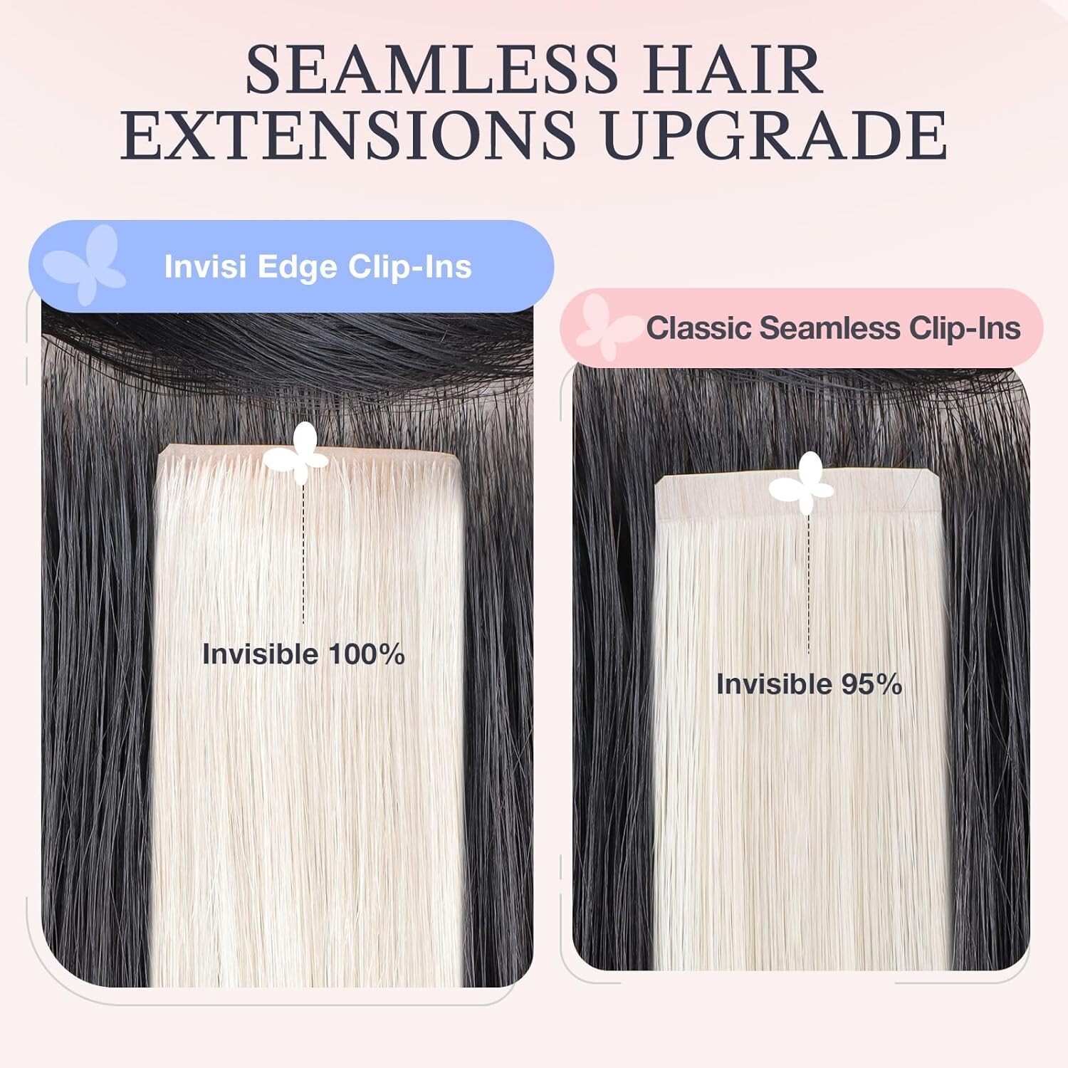Invisi Edge Clip in Hair Extensions Real Human Hair 14 inch 110g 7pcs, Walnut Br