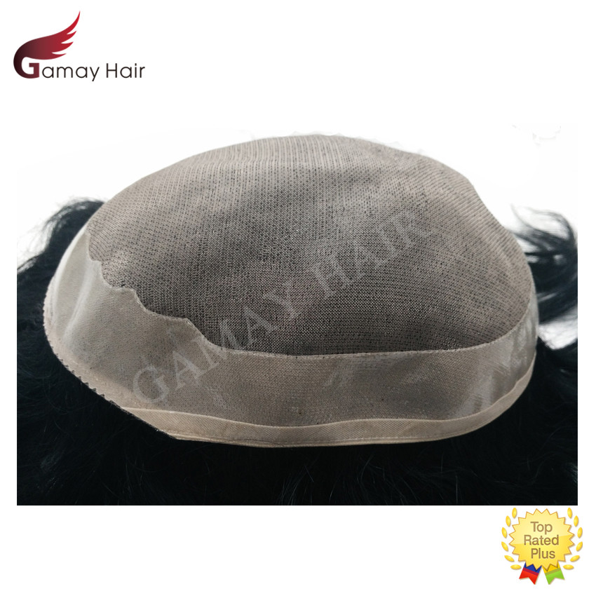 Mens Toupee Human Hair Piece Unit System Fine Mono Poly Skin NPU Around Mens Wig