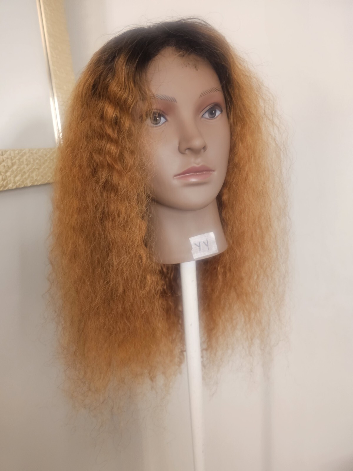 High Quality regular Top Copper Brown 22″ curly 100% Virgin Human Hair Lace Wig