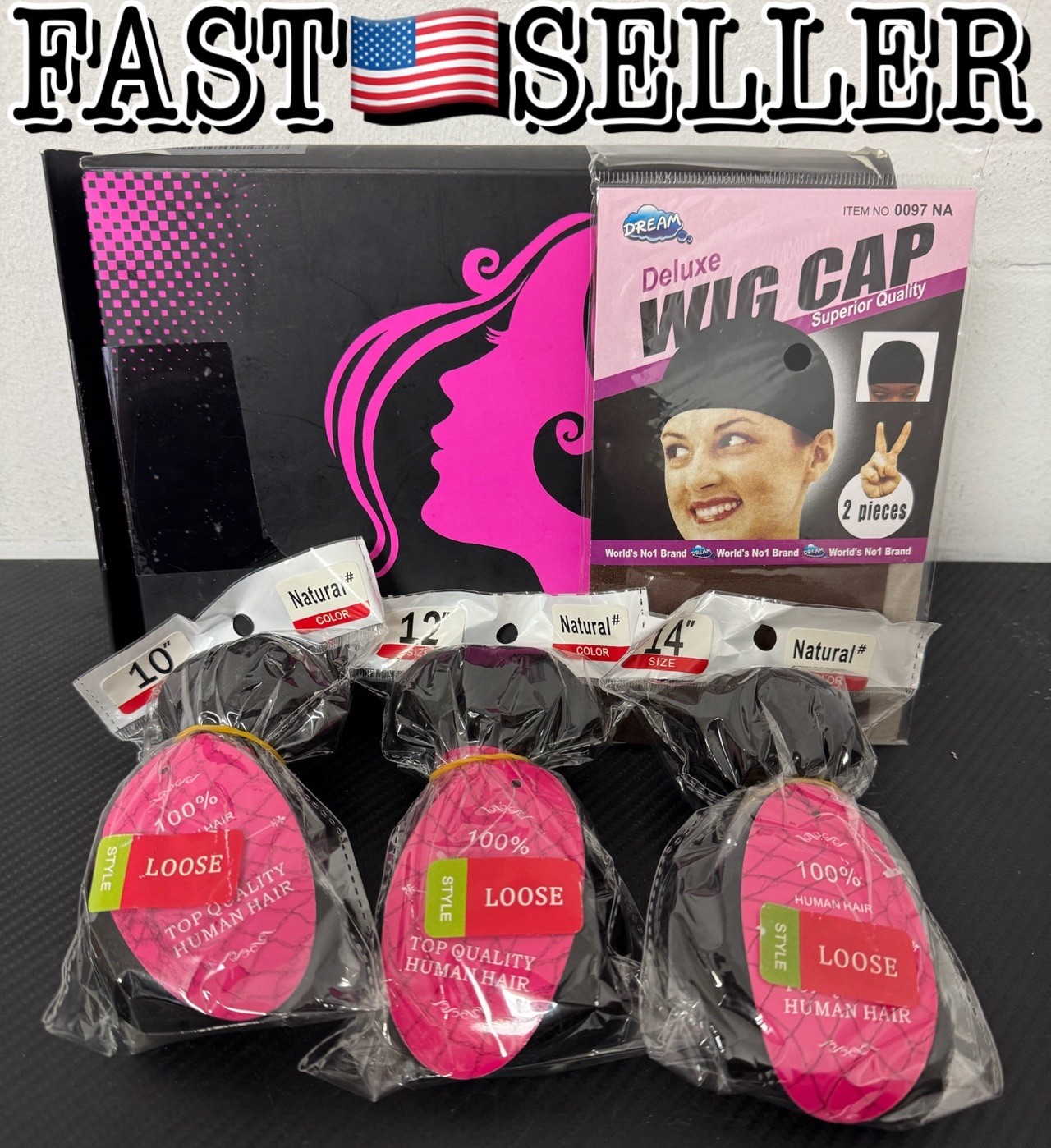 Loose Wave Human Hair Bundles 10 12 14” Brazilian Virgin 3 Pack Natural Black