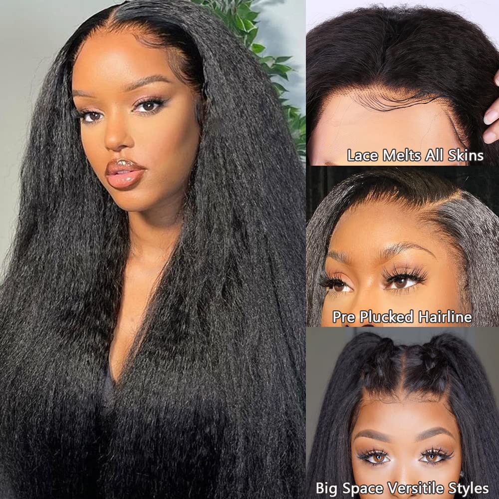 13×4 Kinky Straigh Transparent Lace Natural Color Human Hair