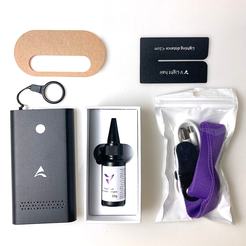 New UV Light Extensions Kit V Light Hair Extension Machine,V-light glue 20g * 2