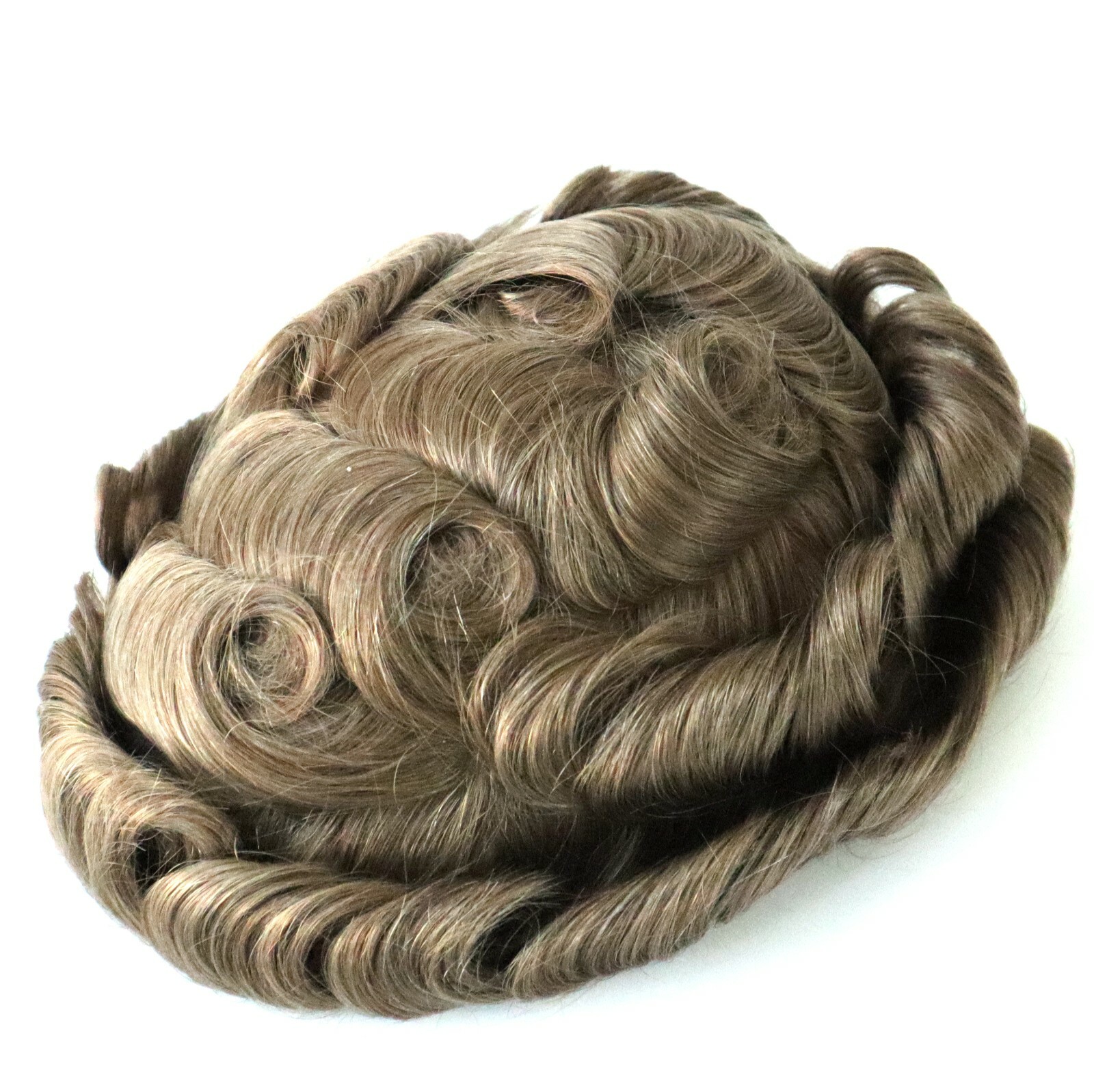 Mens Toupee Medium Skin Human Hair Replacement System Single Knot Hairpieces