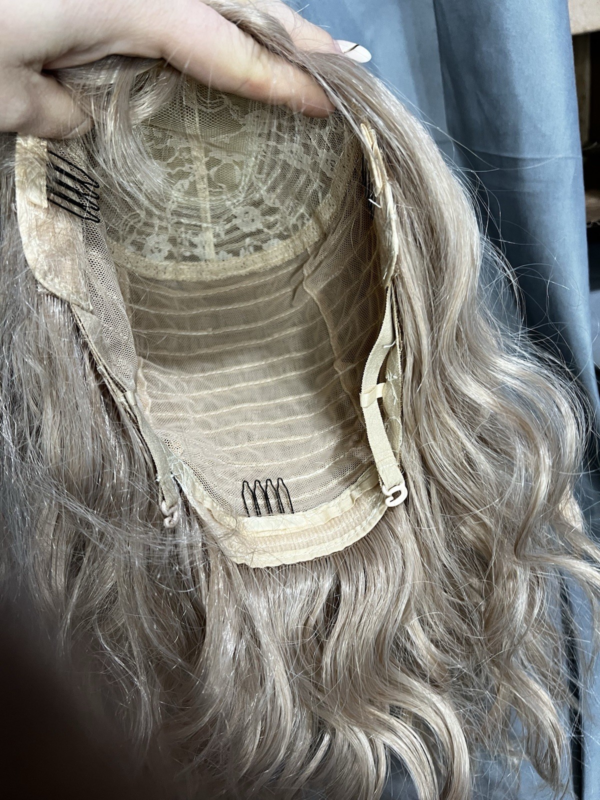 14” Medium Shoulder Length Wavy Blonde Wig with Bangs Heat Resistant Synthetic