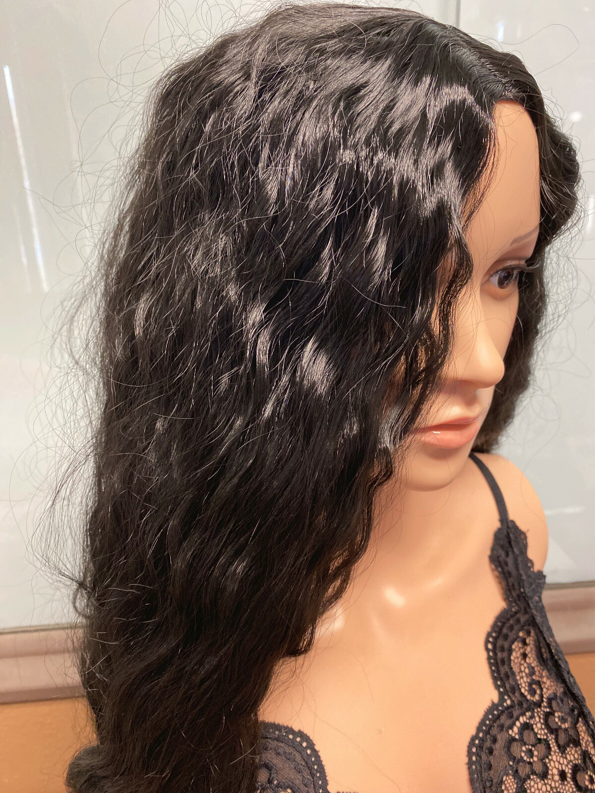 23″ Women Curly Wavy Long Synthetic Hair Wigs Ladies Costume Dark Black Wig