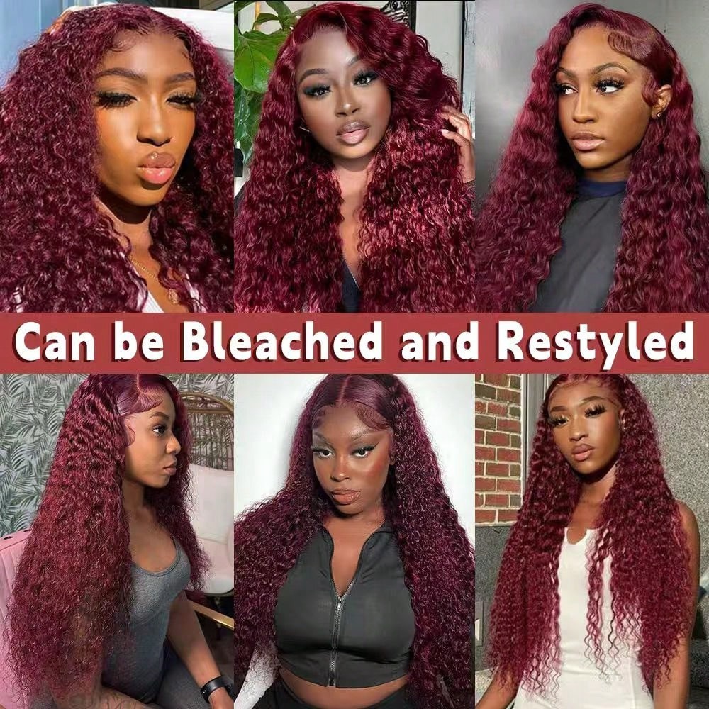 Brazilian Virgin 5×5 Jerry Curly Burgundy 99J Wigs 200% Density Human Hair