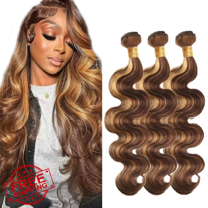 Aonbamds P4/27 Highlight Blonde Body Wave Bundles 20-24 Inch
