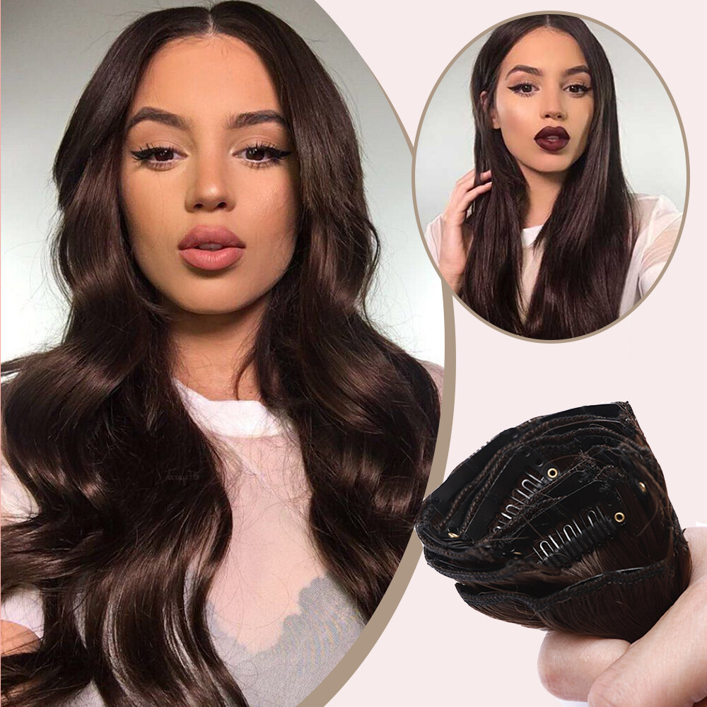 100% as remy human Hair Long Full Head Clip in on Hair Extensions Thick Ombre US