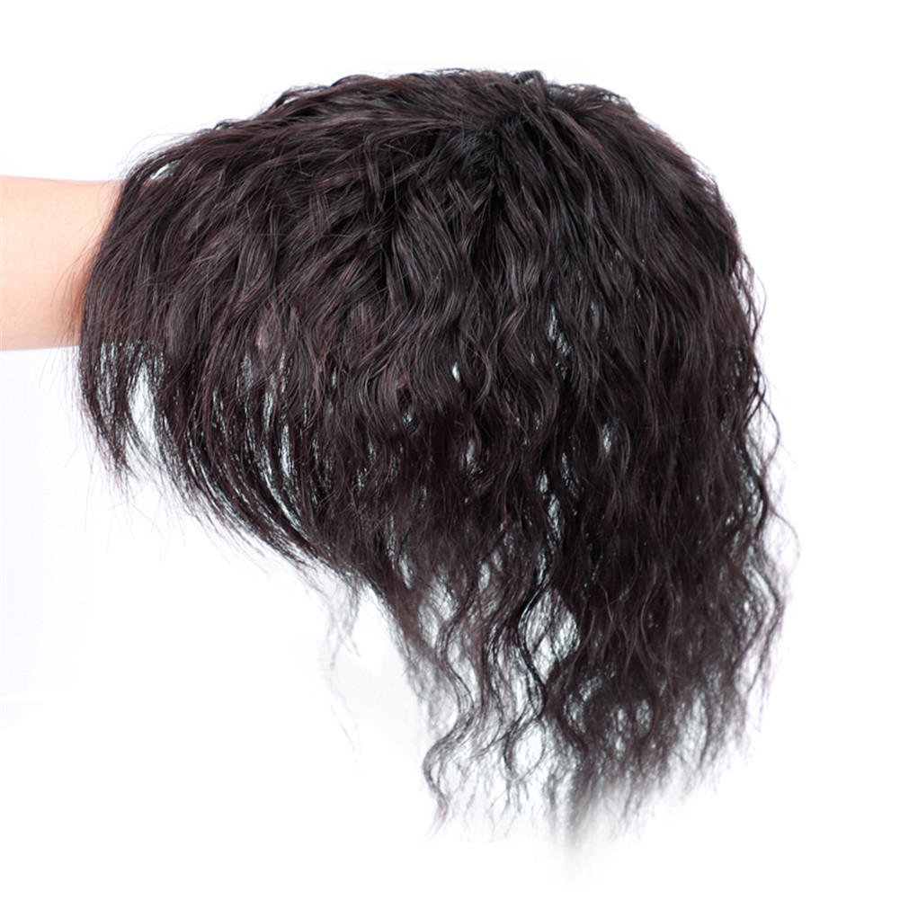 25cm kinky Curly Virgin Human Hair Topper Clip in Hair Top Piece Bangs Extension