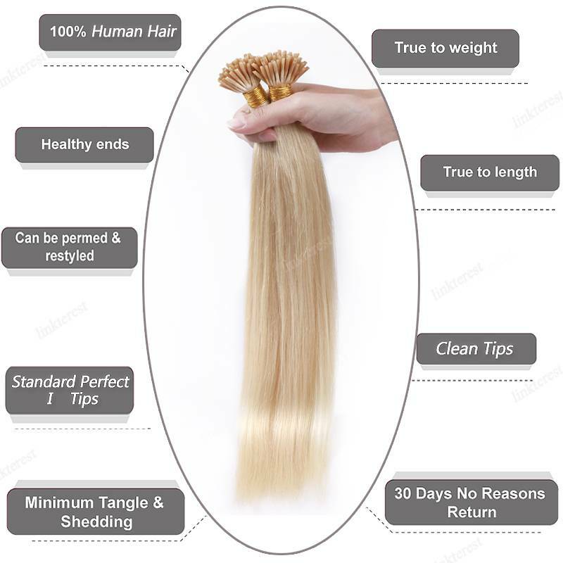 Thick 1G Per Strands Russian Stick I Tip Real 100% Remy Human Hair Extensions US