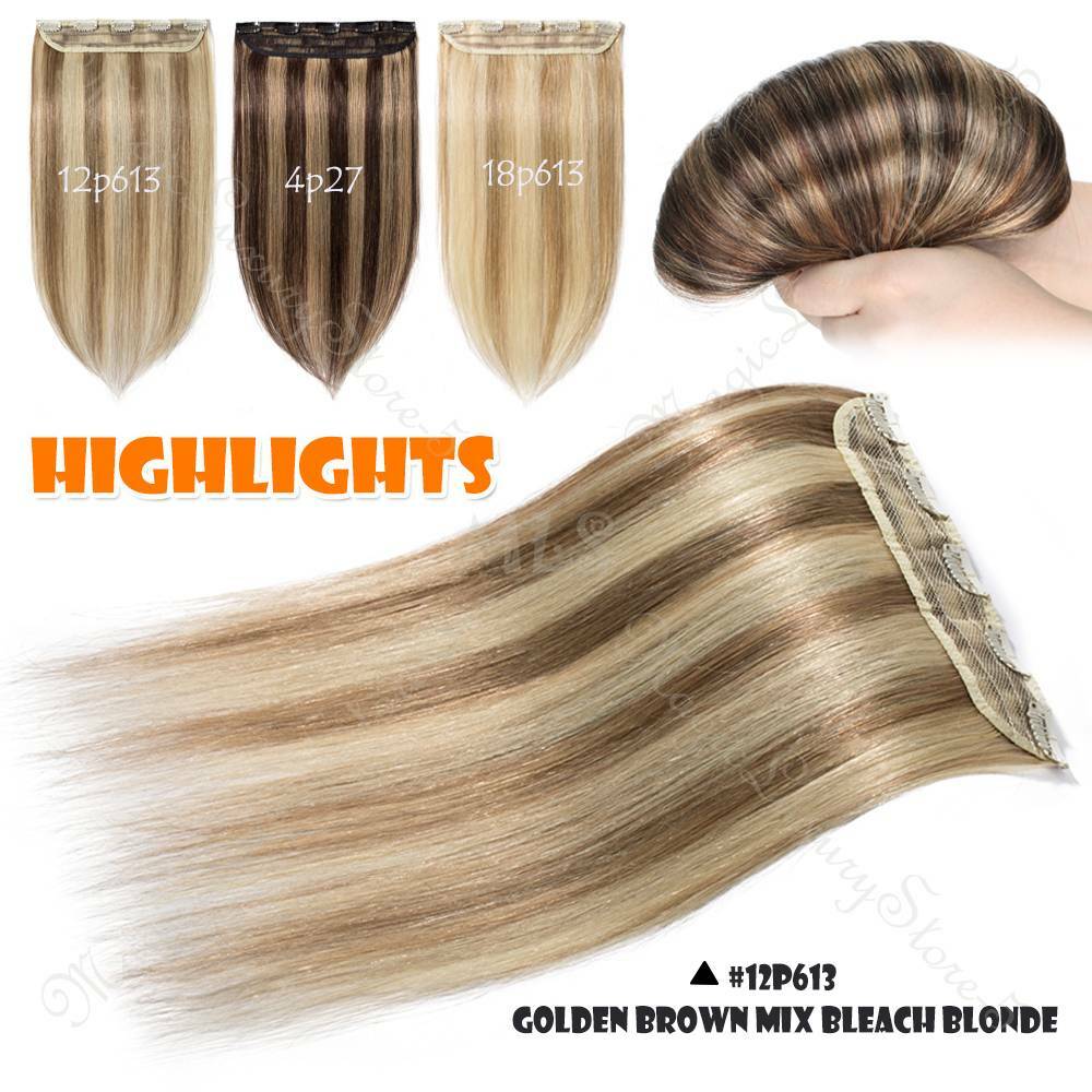 Real Thick 100% Remy Human Hair Weft Extensions Clip in One Piece CLEARANCE Soft