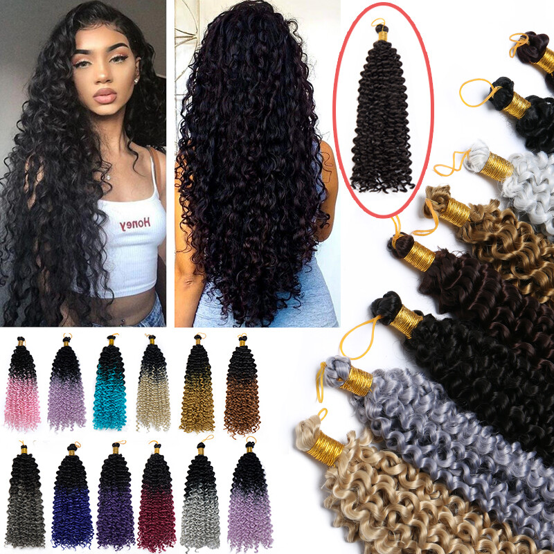 5 Pack Afro Deep Water Wave Hair Extensions Kinky Curly Crochet Braid Hairpiece